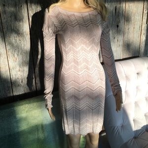 Express long sleeve chevron dress extra small